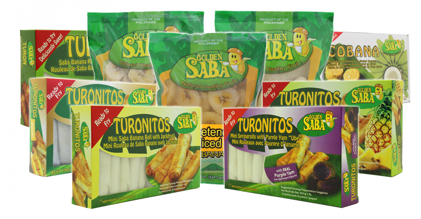 Golden Saba Turonitos (Mini Saba Banana Roll with Pineapple) 454g