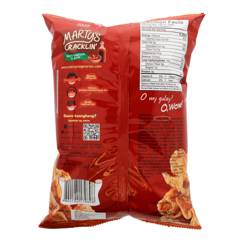 Oishi Marty's Spicy Cracklin' Vegetarian Chicharon 90g