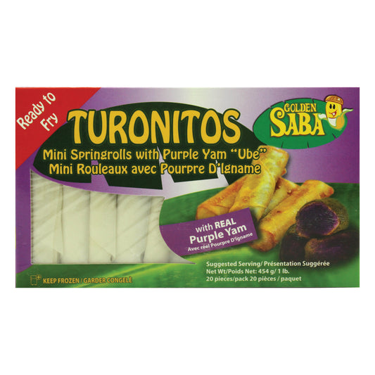 Golden Saba Turonitos (Mini Springrolls with Purple Yam "Ube") 454g